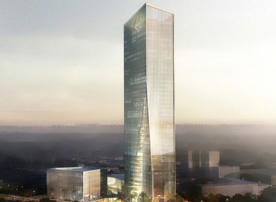 Commercial Bank of Ethiopia Headquarters, the tallest building in East Africa, in Addis Ababa, Ethiopia.