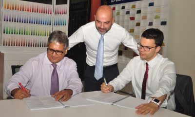 San Marco international sales director Pietro Geremia (right) and Basco Paints boss Kamlesh Shah
