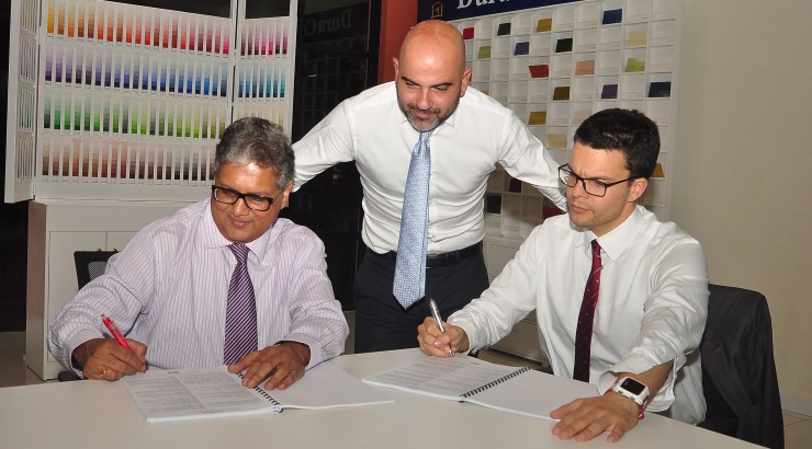 San Marco international sales director Pietro Geremia (right) and Basco Paints boss Kamlesh Shah