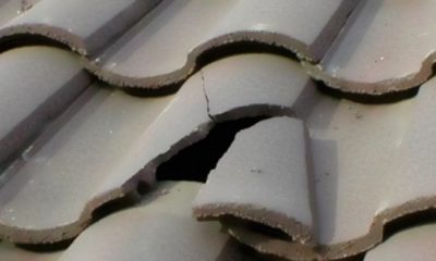 Broken roof tile