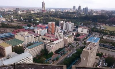 An aerial view of the Nairobi skyline.