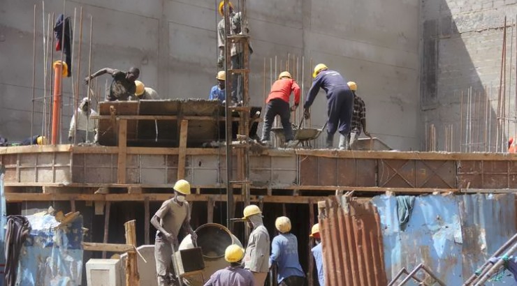 Workers at a construction site in Eldoret.