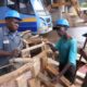 Workers at a road construction site in Nairobi.