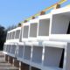 A precast concrete wall.