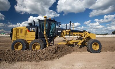 Road grader at a construction site.