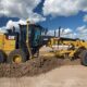 Road grader at a construction site.