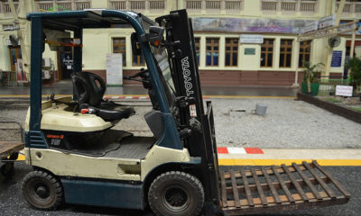 A forklift truck.
