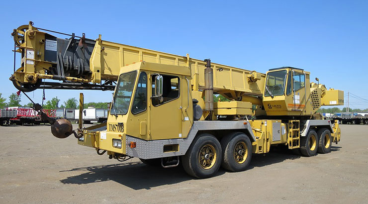 A truck crane.