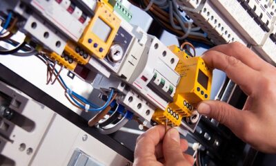 An electrician at work.