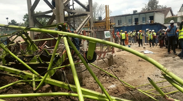 The scene of Hurlingham tower crane collapse.