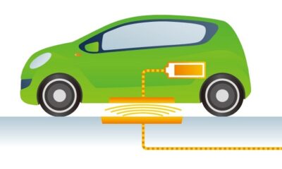 Wireless charging of electric car.