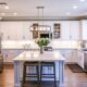 Well-painted kitchen cabinets.
