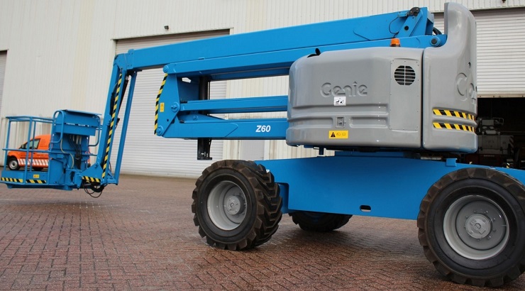 Articulating self-propelled boom lift.