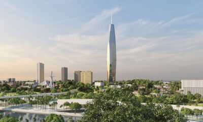 Concept illustration showing the design of Tower F Abidjan skyscraper