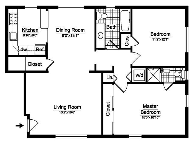 Two bedroom house plans | CK
