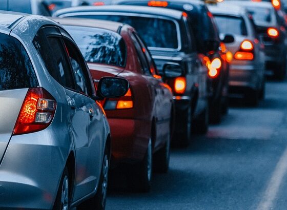 Cars in traffic jam