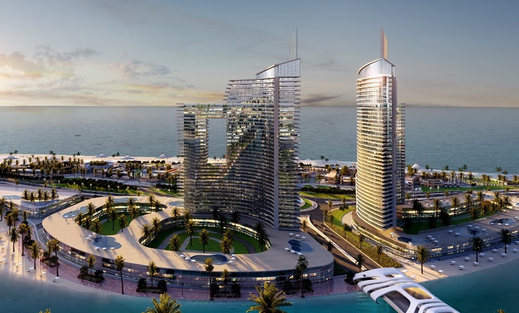 Alamein Iconic Tower rising along Egypt’s northern coastline.