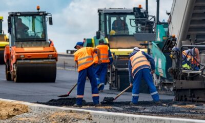 Workers at a road construction site.