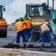 Workers at a road construction site.