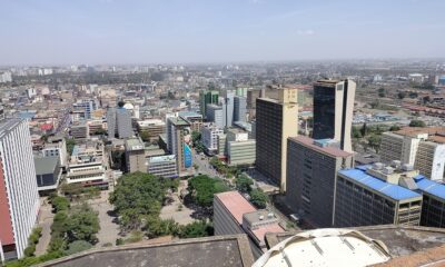 View of Nairobi city centre with buildings and street