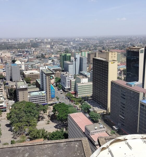 View of Nairobi city centre with buildings and street