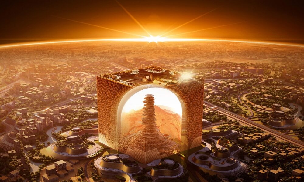 The Mukaab in Riyadh, Saudi Arabia.