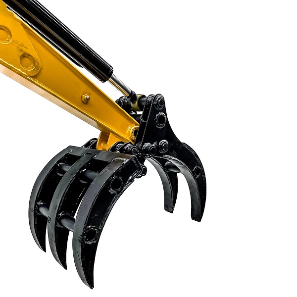 Grapple attachment lifting and moving materials