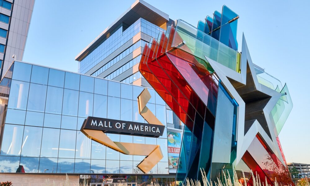 Mall of America exterior with visitors entering the mall.
