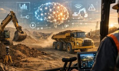 Cat AI Assistant dashboard on a construction machine, illustrating Caterpillar’s industrial AI solution.