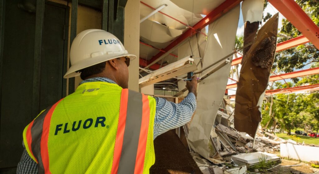 Fluor technician wearing safety gear on-site