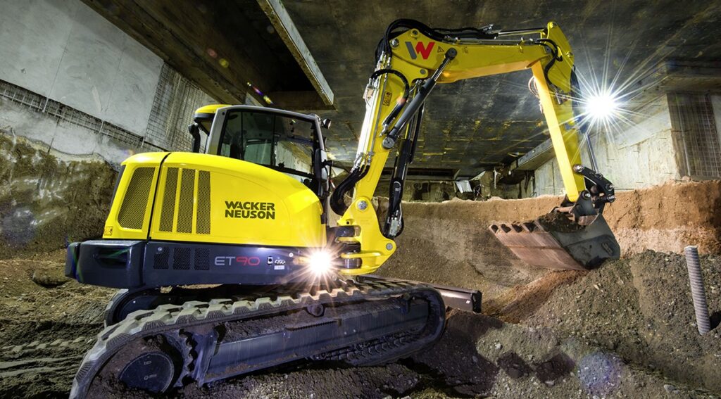 Wacker Neuson mini excavator operating on a construction site
